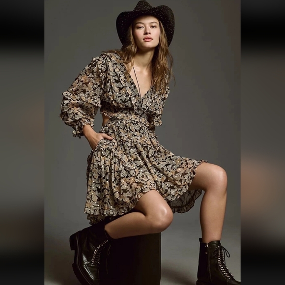 Anthropologie Dresses & Skirts - NWT $178 Anthropologie V-Neck Ruffle Cutout Dress (Size Small